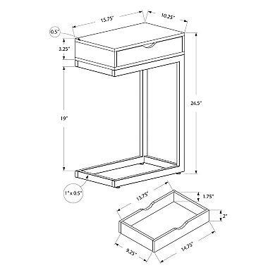 Monarch C-Shape Contemporary Accent End Table