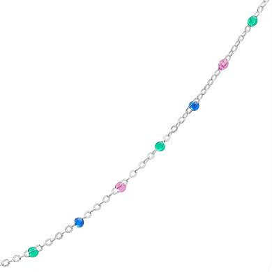 Sterling Silver Multicolor Enamel Beaded Necklace