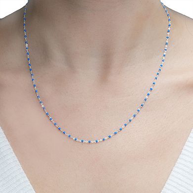 Sterling Silver Blue Enamel Beaded Necklace
