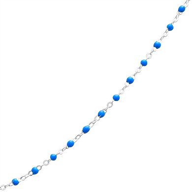 Sterling Silver Blue Enamel Beaded Necklace