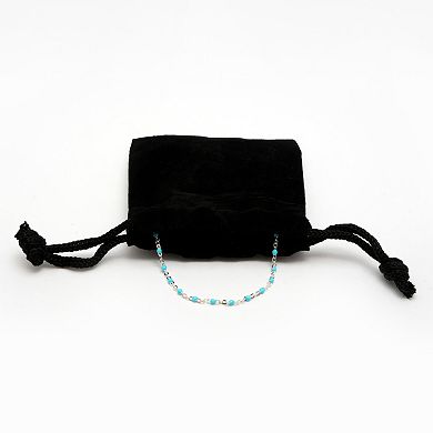 Sterling Silver Turquoise Colored Enamel Beaded Necklace