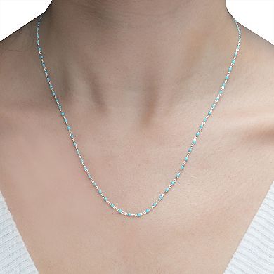Sterling Silver Turquoise Colored Enamel Beaded Necklace