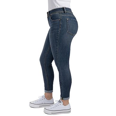 Juniors' Indigo Rein Mid Rise Curvy Roll-Cuff Skinny Jeans