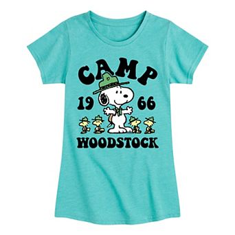 Girls 7-16 Peanuts Snoopy Camp Woodstock 1966 Graphic Tee