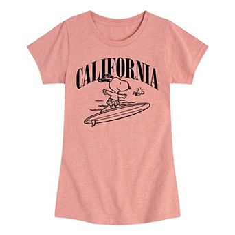 Girls 7-16 Peanuts Snoopy & Woodstock California Surfing Graphic Tee