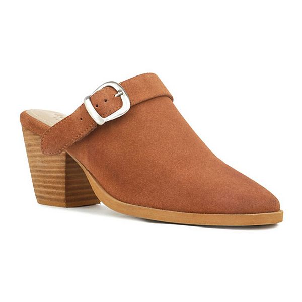 Rag & Co Tarrah Women's Leather Stacked Heel Mules