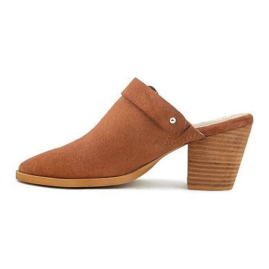 Rag & Co Tarrah Women's Leather Stacked Heel Mules