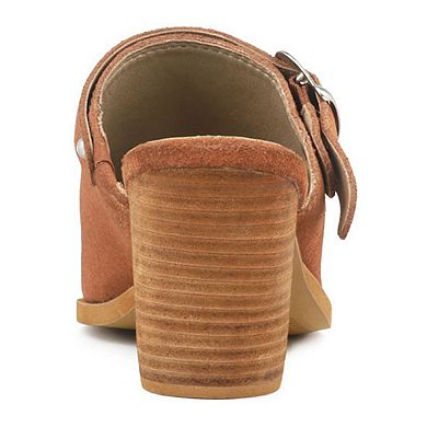 Rag & Co Tarrah Women's Leather Stacked Heel Mules