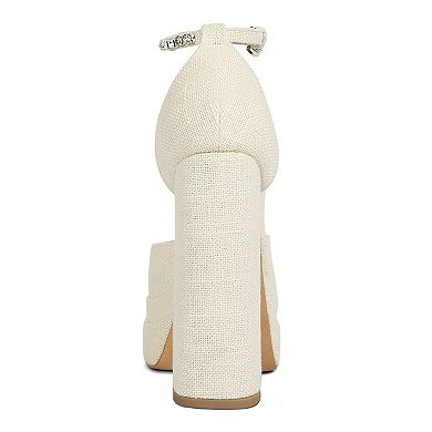 Rag & Co Women's Rhinestone Block Heel Sandals