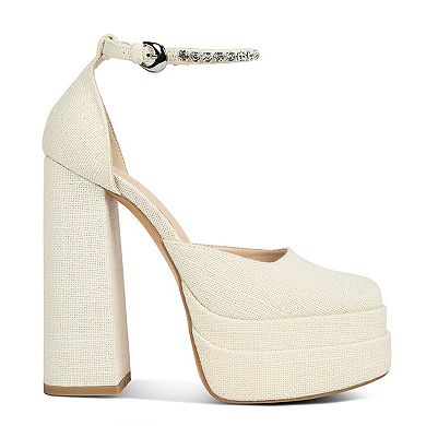 Rag & Co Women's Rhinestone Block Heel Sandals