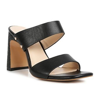 Rag & Co Alodia Women's Slim Block Heel Leather Sandals