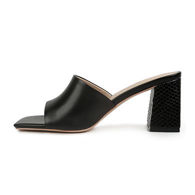 Rag & Co Women's Block Heel Leather Sandals