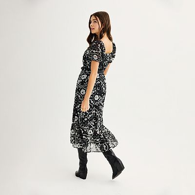 sachin and babi light blue dress ZESICA Women's Spring Floral Long Sleeve Maxi Dresses 2026 Casual Button Belted  Chiffon Boho Wedding Guest Party Dress main image 0