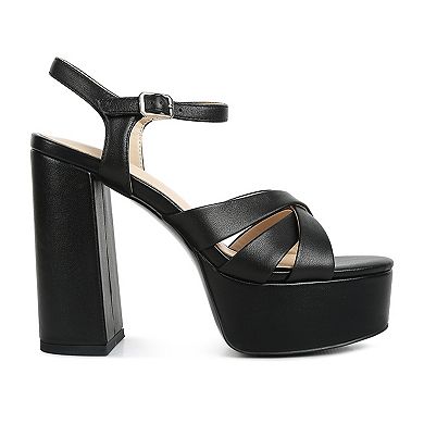 Rag & Co De-Vil Women's Leather Block Heel Dress Sandals