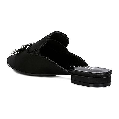 Women's Rag & Co PERRINE Diamante Jewel Women's Satin Mules