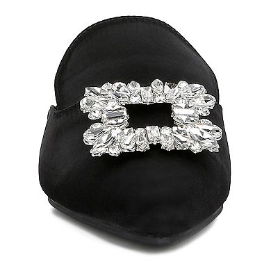 Women's Rag & Co PERRINE Diamante Jewel Women's Satin Mules