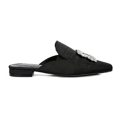 Women's Rag & Co PERRINE Diamante Jewel Women's Satin Mules