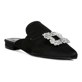 Women's Rag & Co PERRINE Diamante Jewel Women's Satin Mules