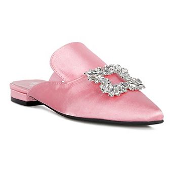 Women's Rag & Co PERRINE Diamante Jewel Women's Satin Mules