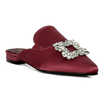 Women's Rag & Co PERRINE Diamante Jewel Women's Satin Mules