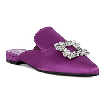Women's Rag & Co PERRINE Diamante Jewel Women's Satin Mules