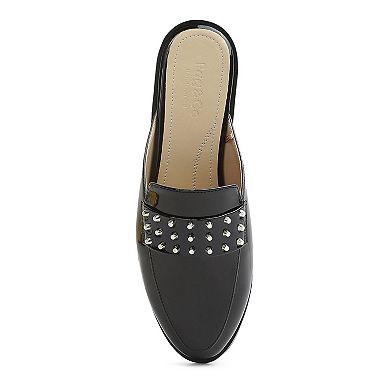 Women's Rag & Co YASHTA Patent Studded Women's Flat Mules