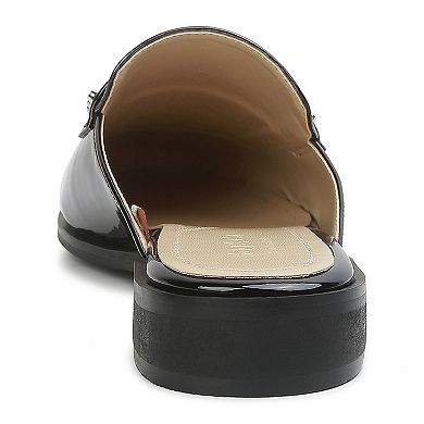 Women's Rag & Co YASHTA Patent Studded Women's Flat Mules