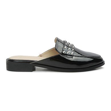 Women's Rag & Co YASHTA Patent Studded Women's Flat Mules