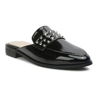 Women's Rag & Co YASHTA Patent Studded Women's Flat Mules