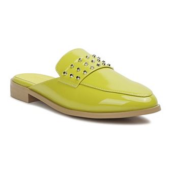 Women's Rag & Co YASHTA Patent Studded Women's Flat Mules