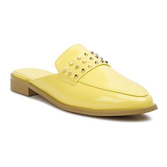 Women's Rag & Co YASHTA Patent Studded Women's Flat Mules