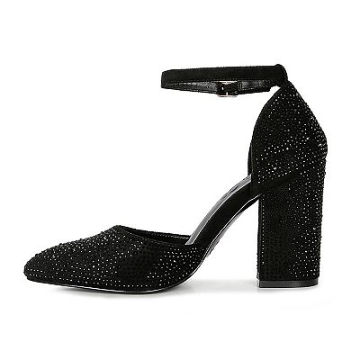 Rag & Co Women's Rhinestone Block Heel Dress Sandals