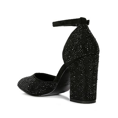 Rag & Co Women's Rhinestone Block Heel Dress Sandals