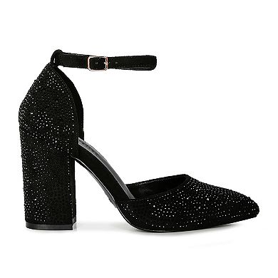 Rag & Co Women's Rhinestone Block Heel Dress Sandals