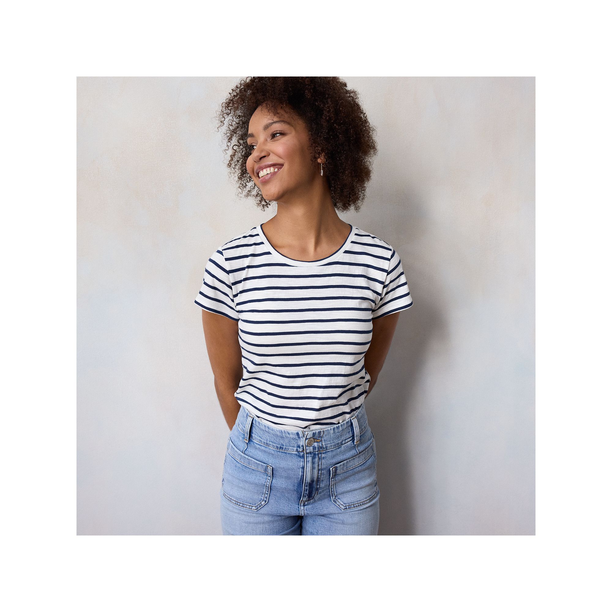 Womens LC Lauren Conrad Short Sleeve Tee, Size: XS, Ivory Basque Stripe