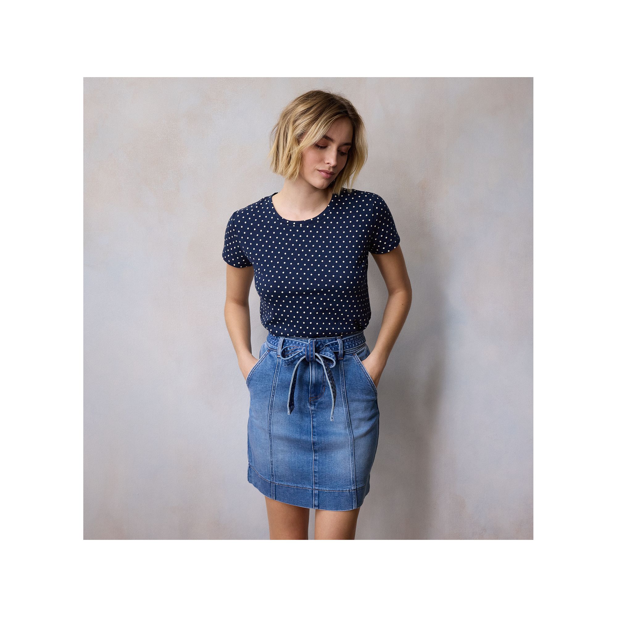 Womens LC Lauren Conrad Short Sleeve Tee, Size: XS, Blue Giddy Dot