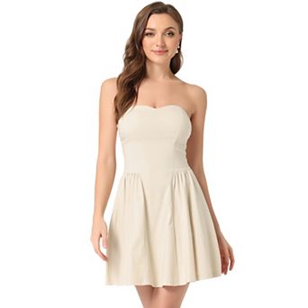 Women's Prom Strapless Exposed Zipper Mini Flare Tube Top Dress