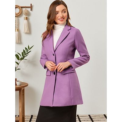 Women's Notched Lapel Long Sleeves Single Breasted Winter Long Coat