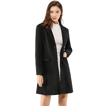 Women's Notched Lapel Long Sleeves Single Breasted Winter Long Coat
