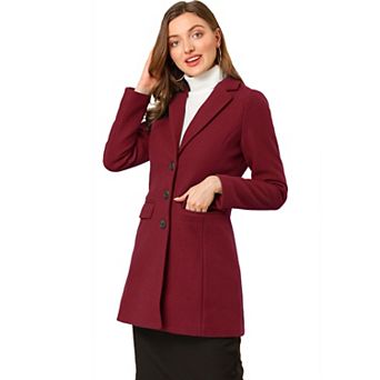 Women's Notched Lapel Long Sleeves Single Breasted Winter Long Coat