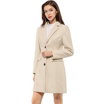 Women's Notched Lapel Long Sleeves Single Breasted Winter Long Coat