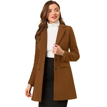 Women's Notched Lapel Long Sleeves Single Breasted Winter Long Coat