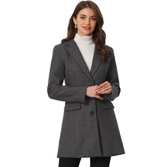 Women's Notched Lapel Long Sleeves Single Breasted Winter Long Coat
