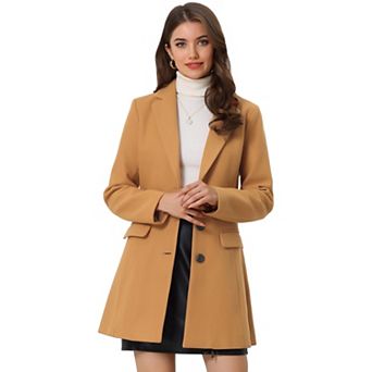 Women's Notched Lapel Long Sleeves Single Breasted Winter Long Coat