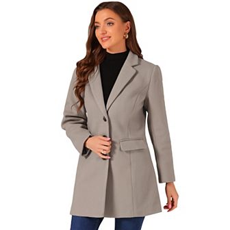 Women's Notched Lapel Long Sleeves Single Breasted Winter Long Coat