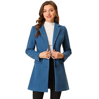 Women's Notched Lapel Long Sleeves Single Breasted Winter Long Coat