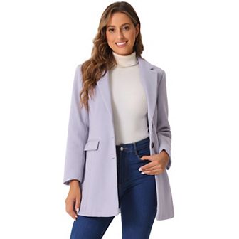 Women's Notched Lapel Long Sleeves Single Breasted Winter Long Coat