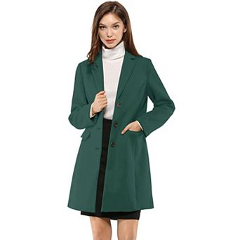 Women's Notched Lapel Long Sleeves Single Breasted Winter Long Coat