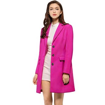 Women's Notched Lapel Long Sleeves Single Breasted Winter Long Coat