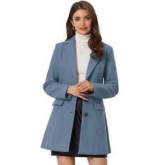 Women's Notched Lapel Long Sleeves Single Breasted Winter Long Coat